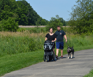 A family walking on the MetroParks Bikeway