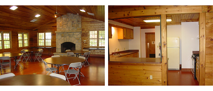 Birch Hill Cabin interior photographs, common space and kitchen
