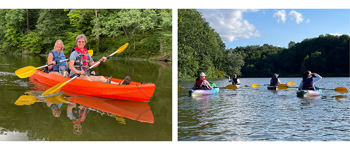 Photographs depicting Kayak Club members enjoying a group outing at Mill Creek MetroParks