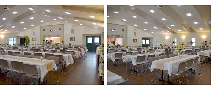 Interior pictures of McMahon Hall inside the Education Building located at MetroParks Farm in Mill Creek MetroParks