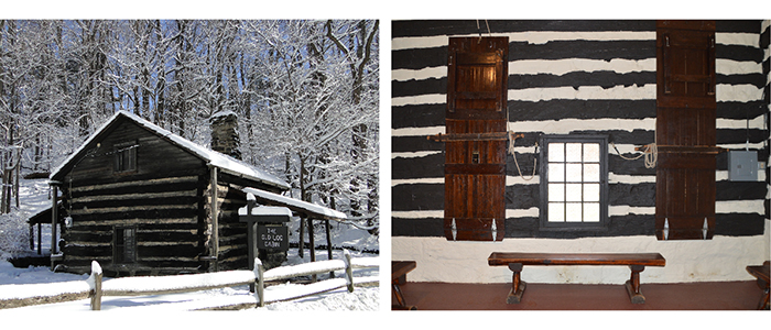 Old Log Cabin Exterior and Interior photographs
