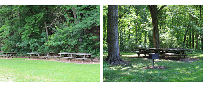 Photographs of picnic areas within Mill Creek MetroParks