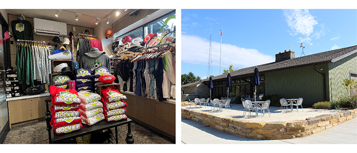 Back exterior with patio and shop at Wick Recreation Center located at Wick Recreation Area within Mill Creek MetroParks